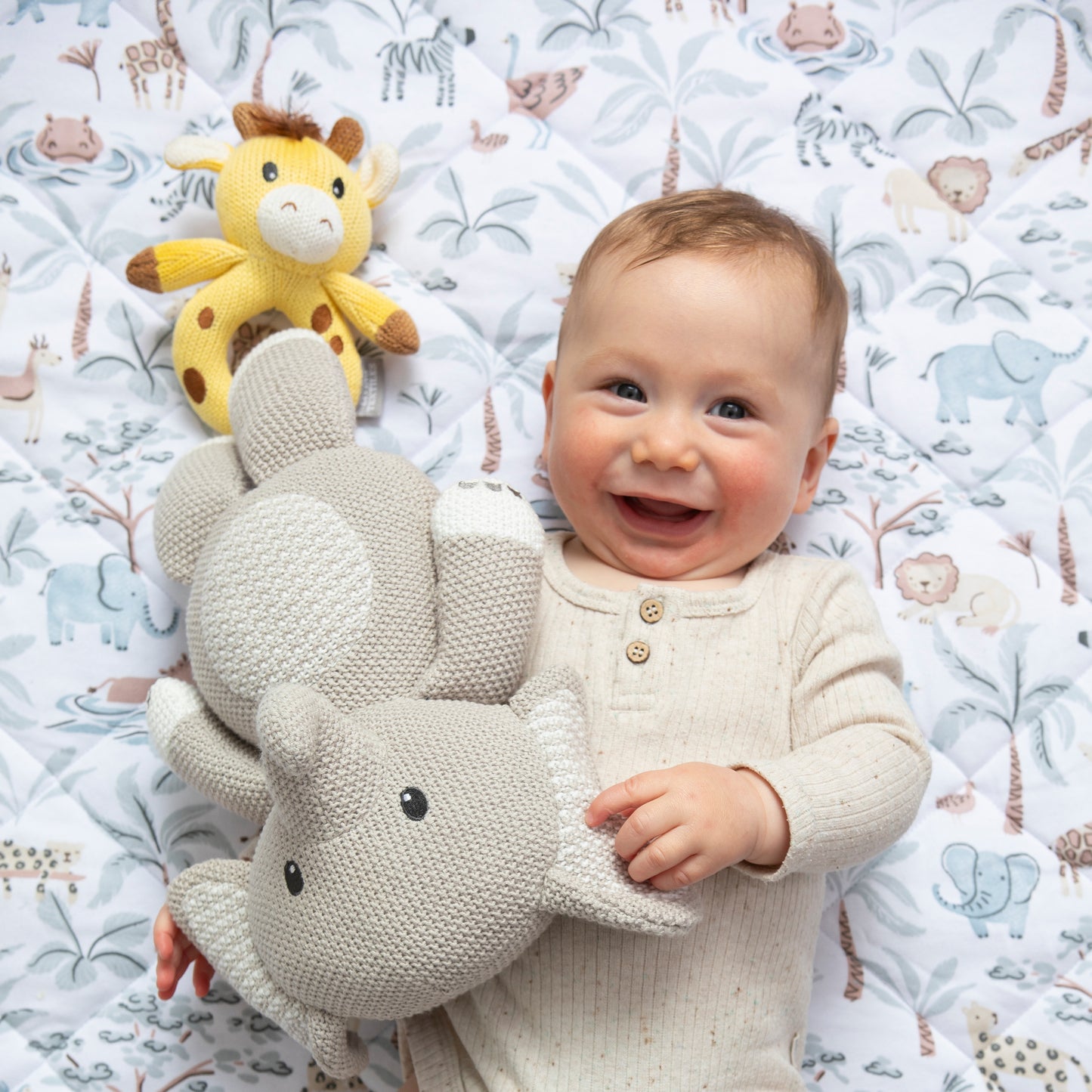 Noah the Giraffe Knitted Rattle