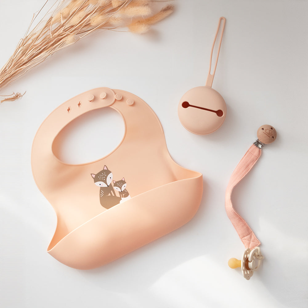 Silicone Bib - Fox/Blush