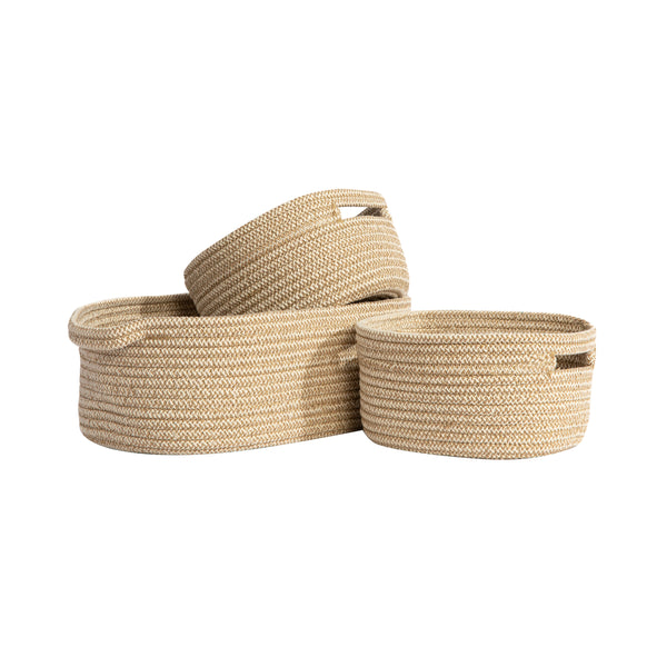 3 Pc Cotton Rope Storage Set - Natural