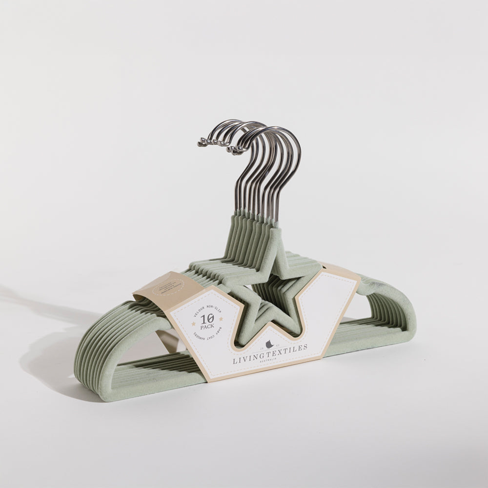 10pk Baby Coat Hangers - Stars/Sage