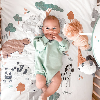 4-piece Nursery Set - Day at the Zoo + Free matching decal set