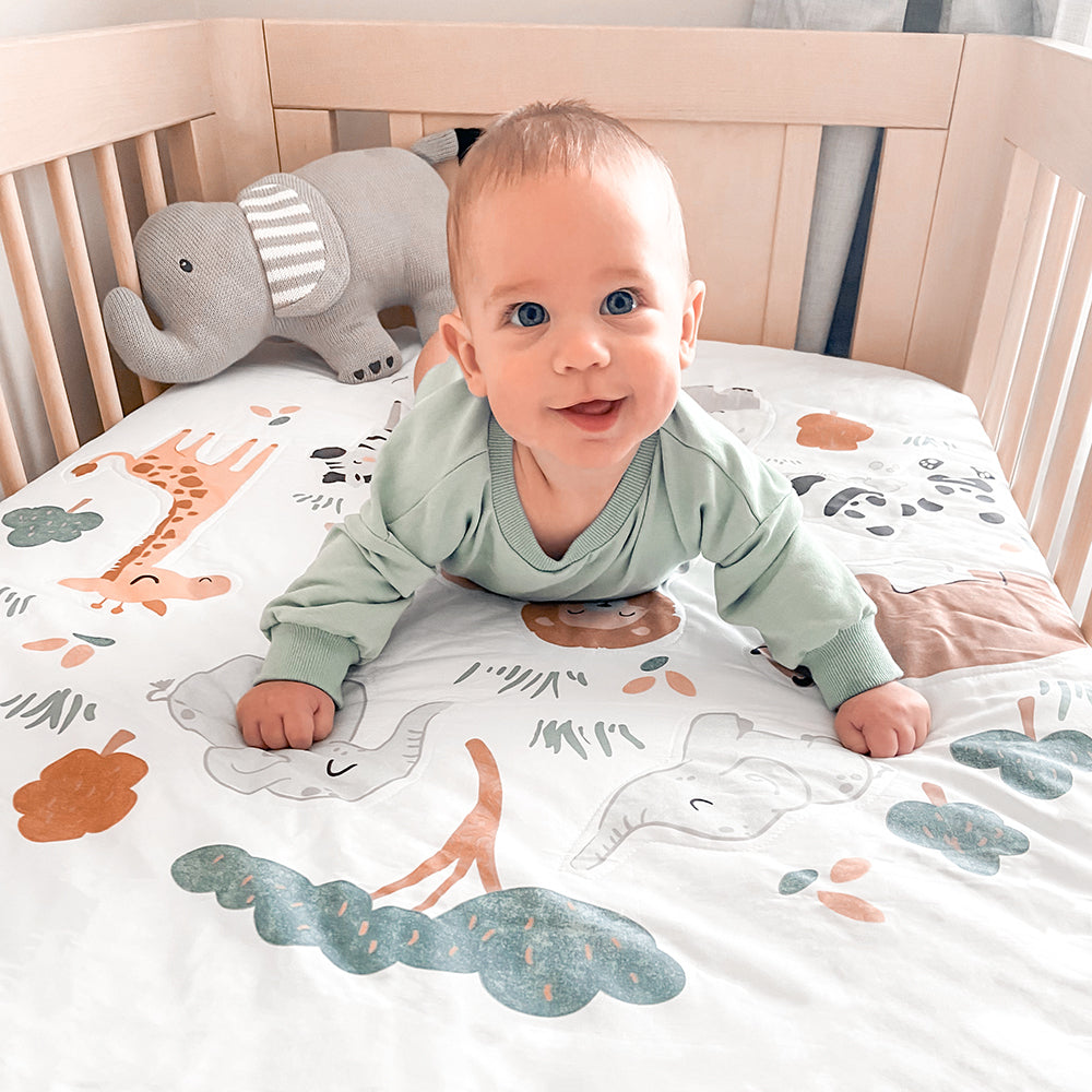 4-piece Nursery Set - Day at the Zoo + Free matching decal set