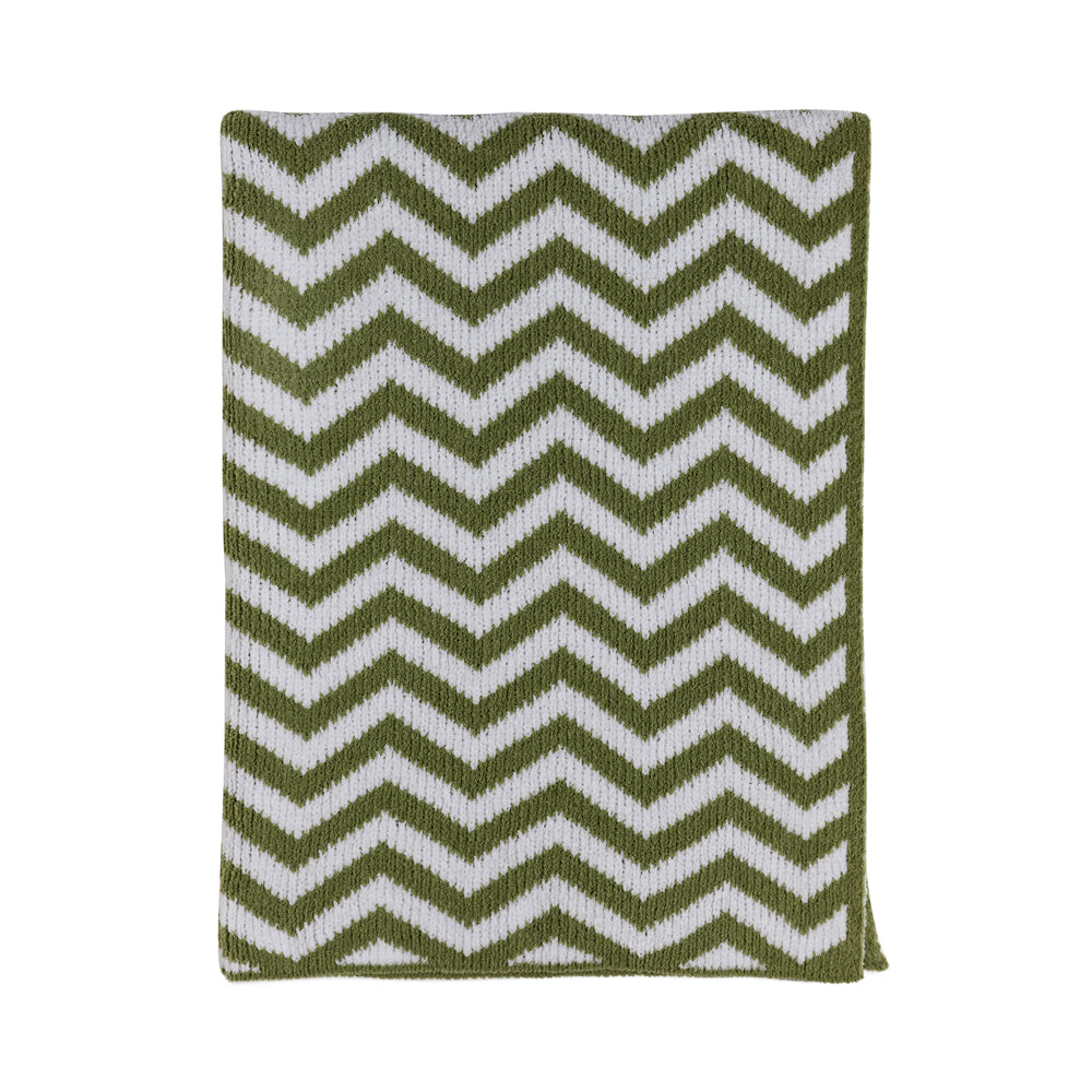 Chenille Blanket - Chevron Sage