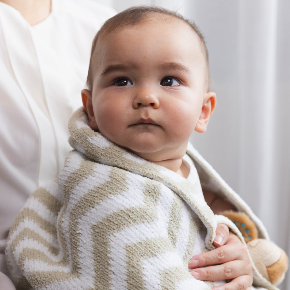 Chenille Blanket - Chevron Taupe