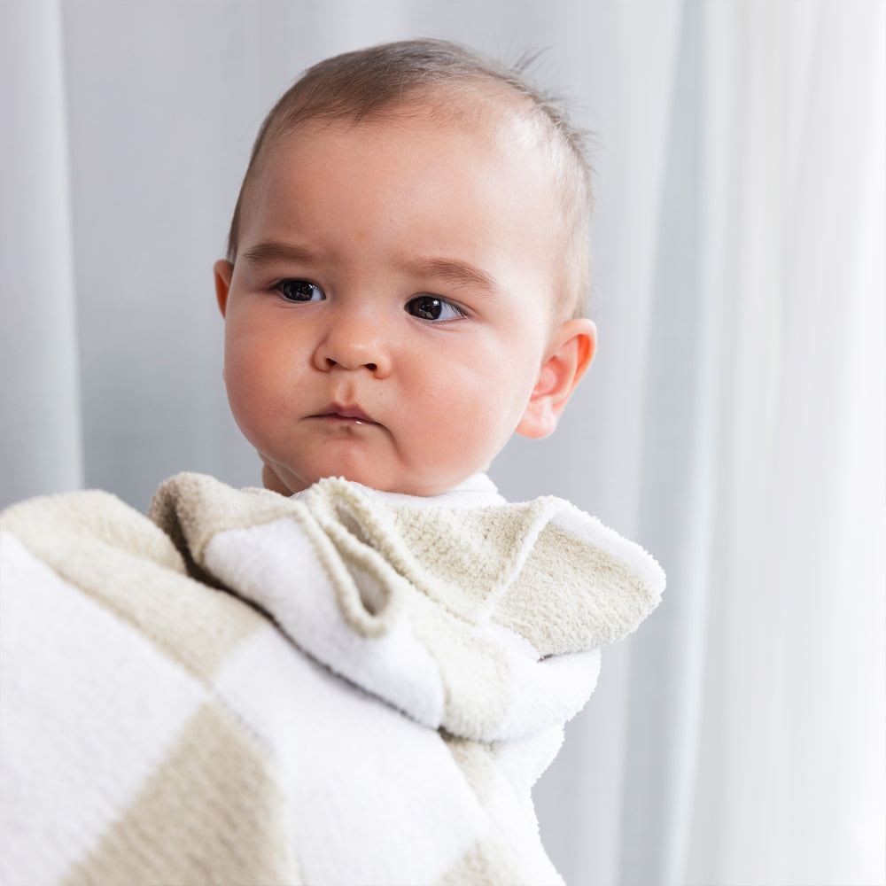Chenille Blanket - Checkered Taupe