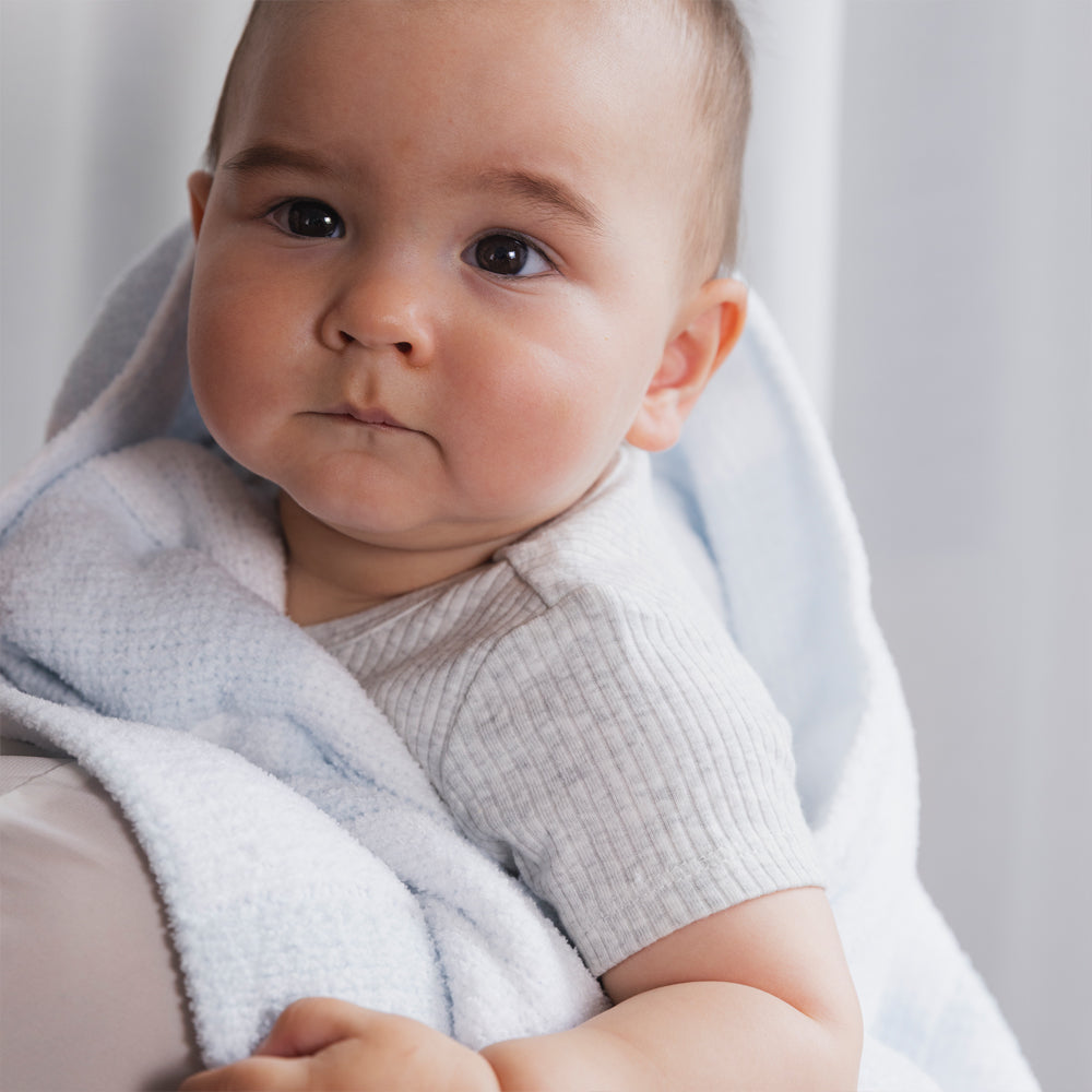 Chenille Blanket - Checkered Blue