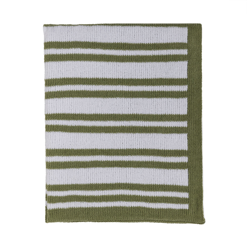 Chenille Blanket - Stripes Sage
