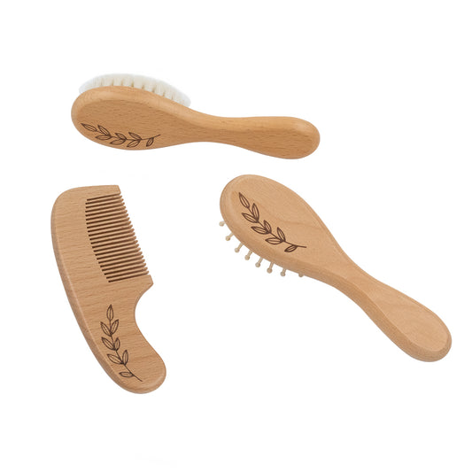 3pc Baby Wooden Brush & Comb Set