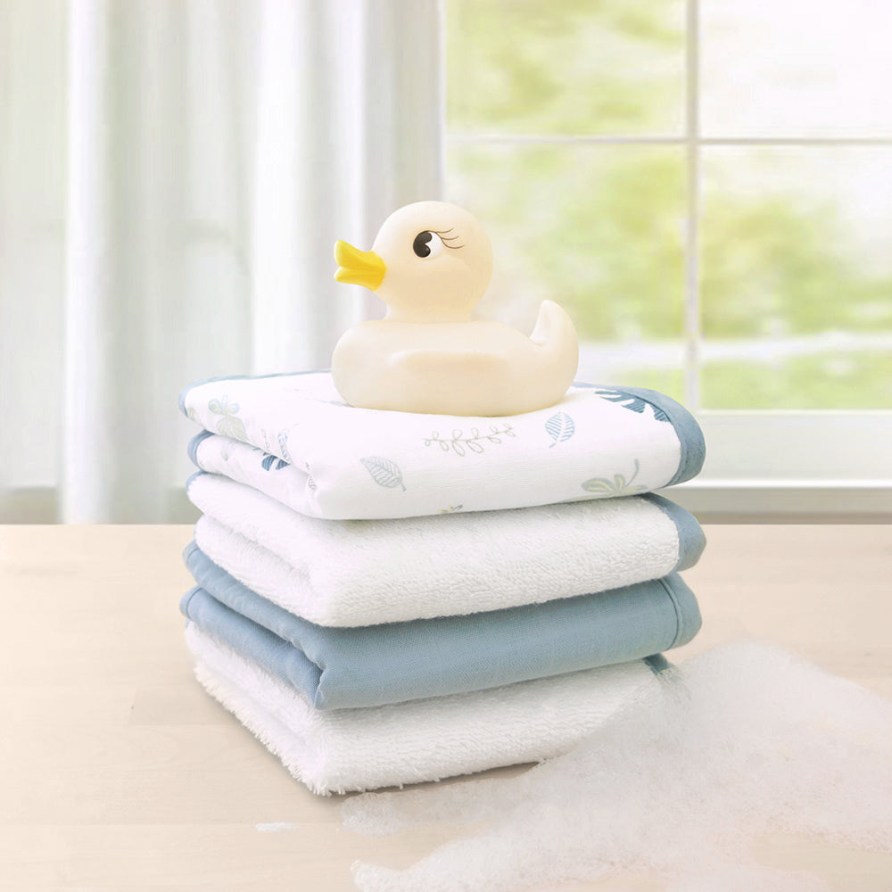 Organic Muslin 4-pack washcloths - Banana Leaf