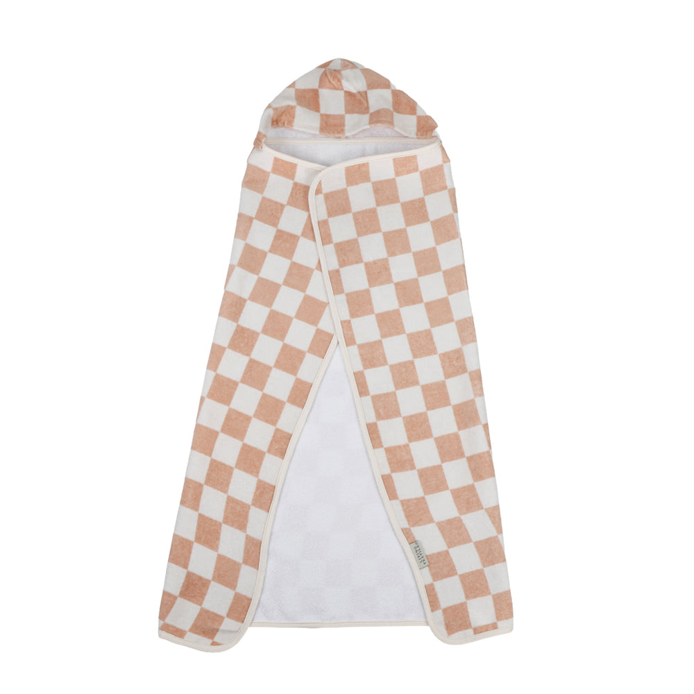 Hooded Towel - Checkered Blush