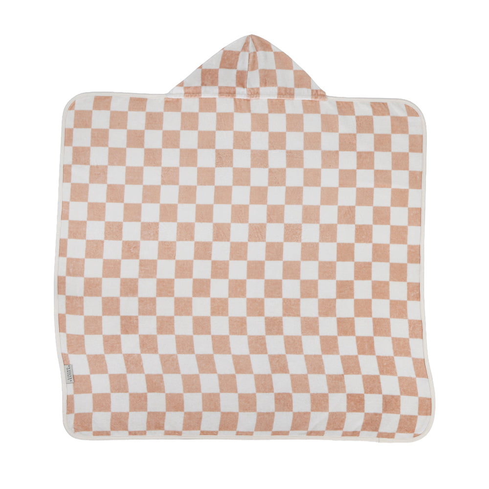 Hooded Towel - Checkered Blush