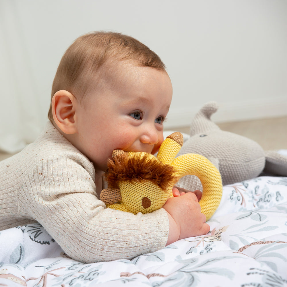 Knitted Ring Rattle - Noah the Giraffe