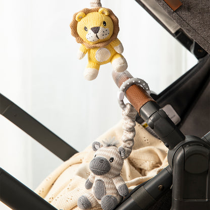 2pk Stroller Toys - Zebra & Lion