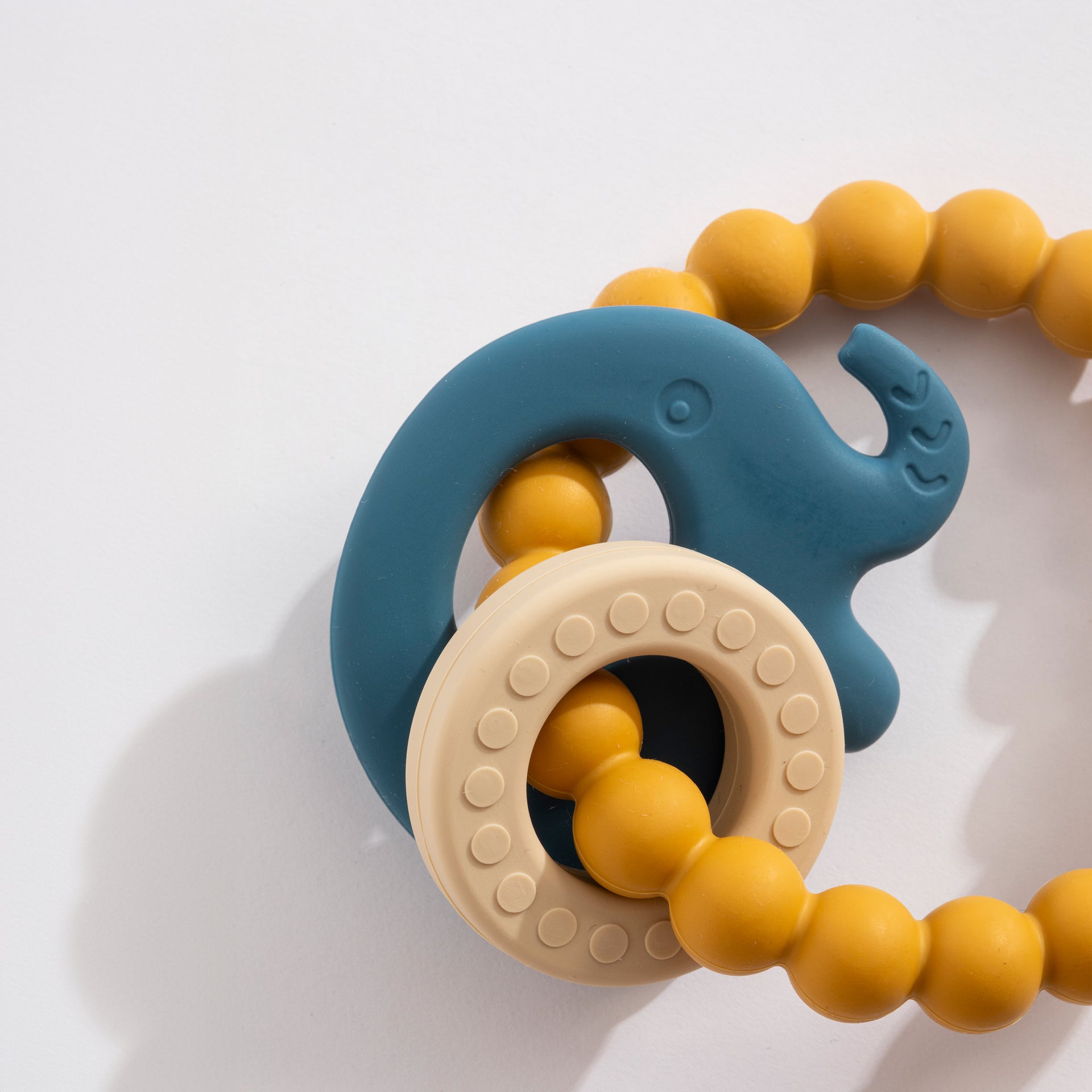 Silicone Elephant Teether Ring - Steel Blue