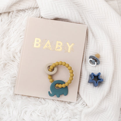 Silicone Elephant Teether Ring - Steel Blue