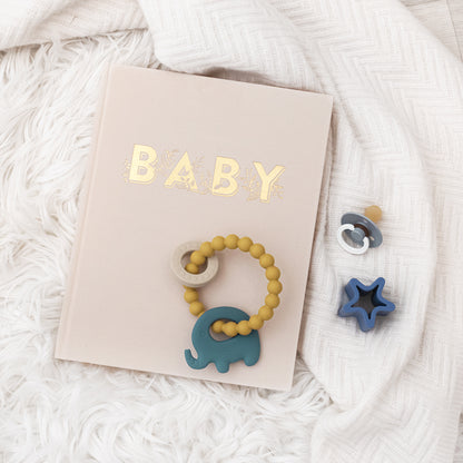 Silicone Elephant Teether Ring - Steel Blue