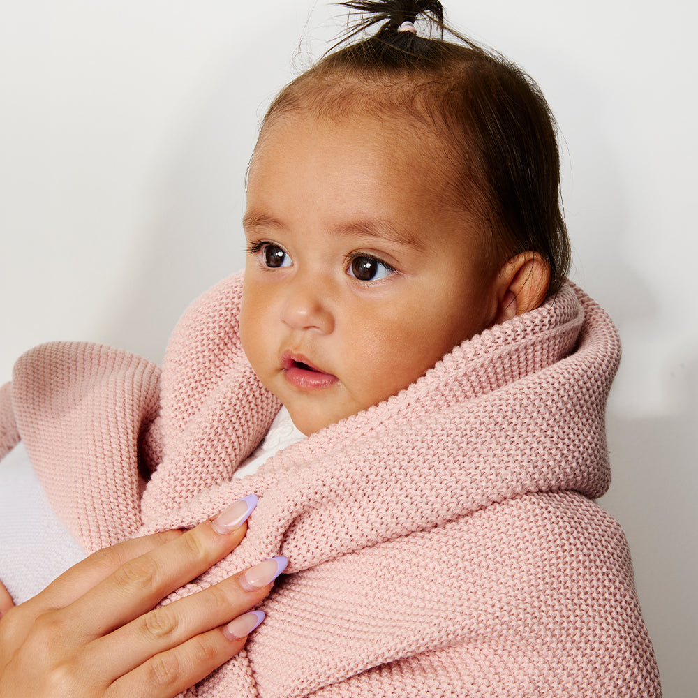 Pram Knitted Blanket - Dusty Rose
