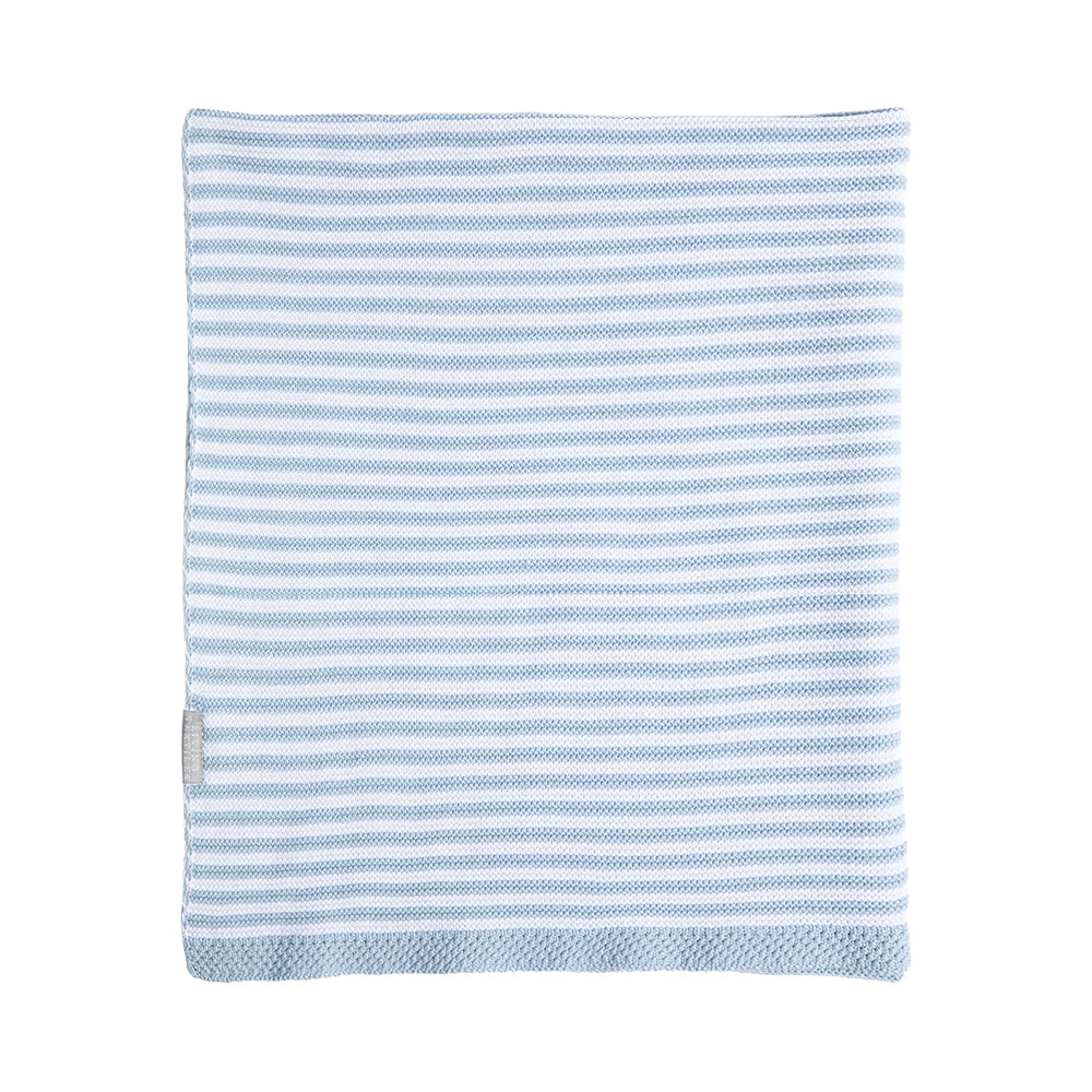 100% Cotton Knit Stripe Blanket - Blue/white