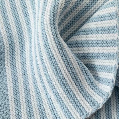 100% Cotton Knit Stripe Blanket - Blue/white