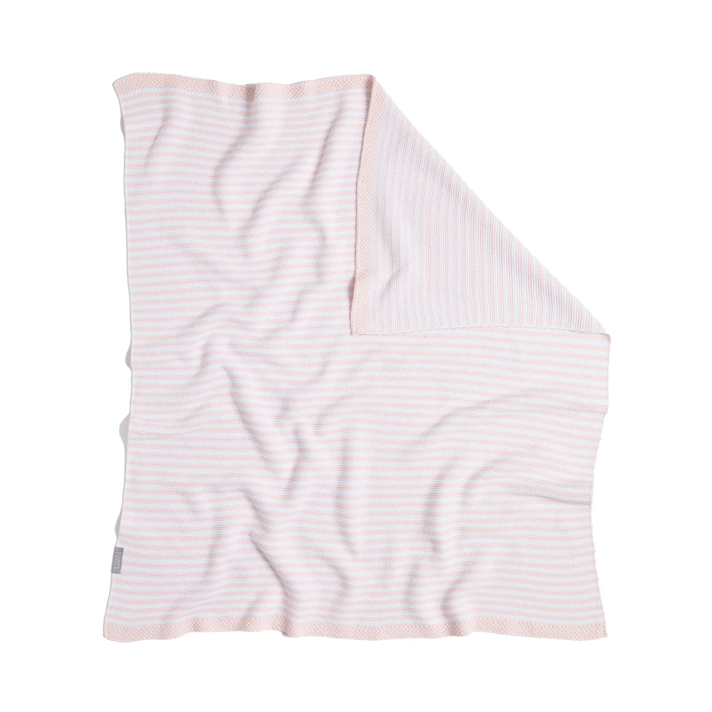 100% Cotton Knit Stripe Blanket - Blush/white