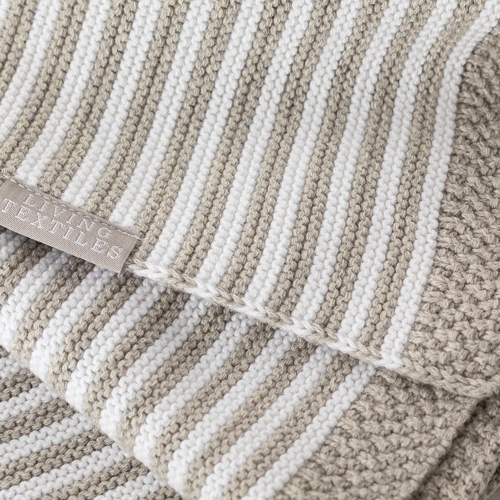 100% Cotton Knit Stripe Blanket - Grey/white
