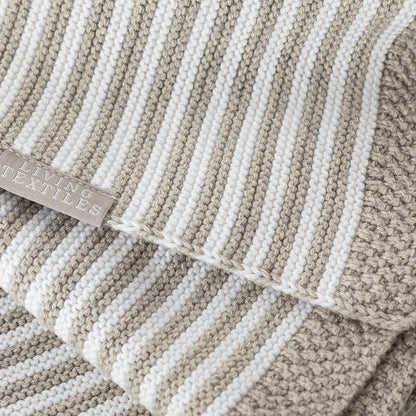100% Cotton Knit Stripe Blanket - Grey/white