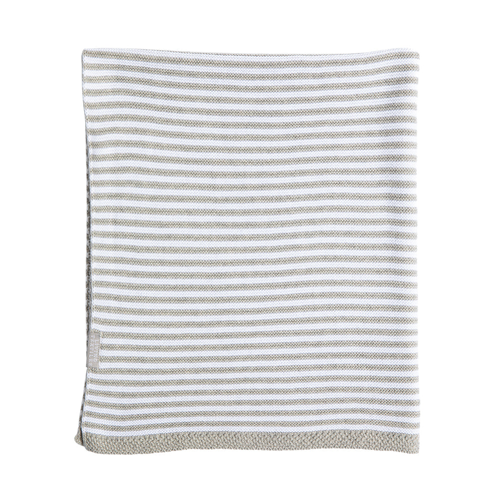 100% Cotton Knit Stripe Blanket - Grey/white