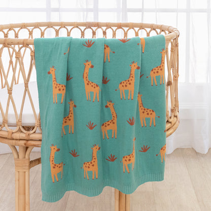 100% Cotton Whimsical Giraffe Baby Blanket