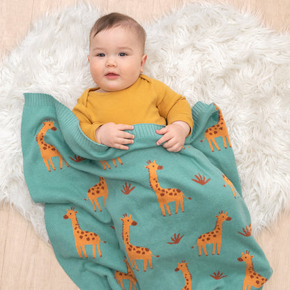 100% Cotton Whimsical Giraffe Baby Blanket