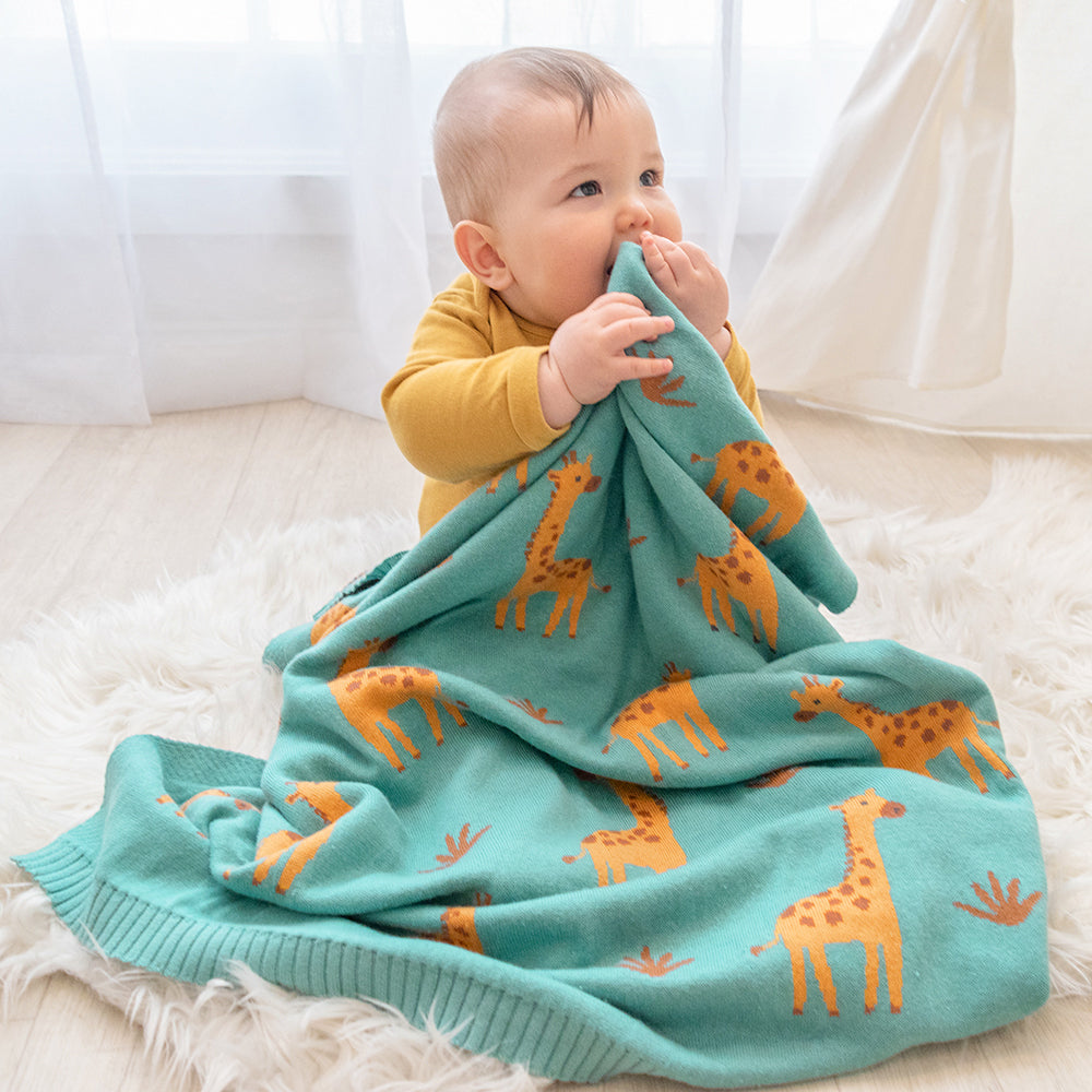 100% Cotton Whimsical Giraffe Baby Blanket