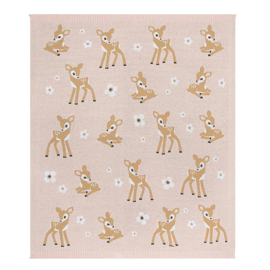 100% Cotton Whimsical Blush Fawn Baby Blanket