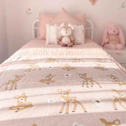 100% Cotton Whimsical Blush Fawn Baby Blanket