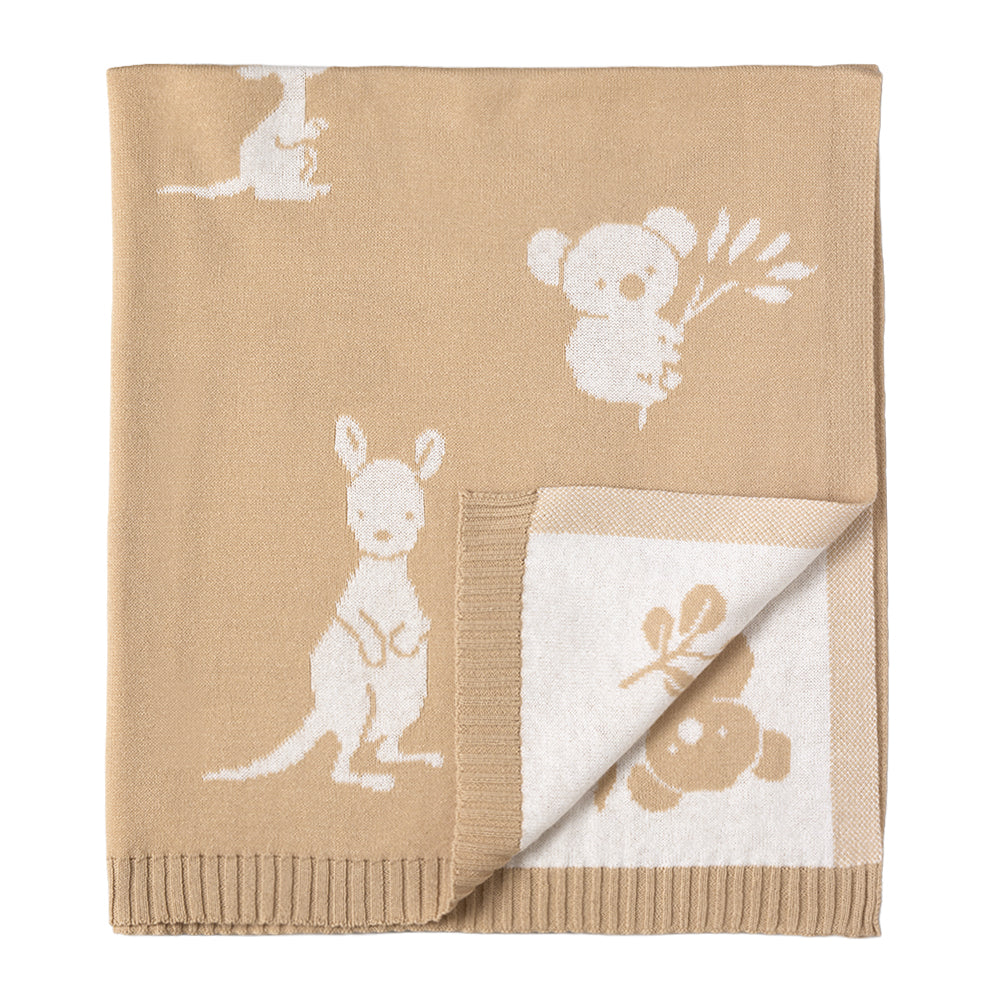 Pram Knitted Blanket - Australiana