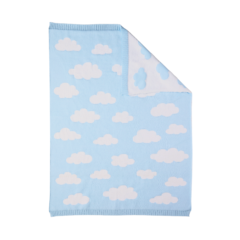 Pram Knitted Blanket - Cloud Whisper / Blue