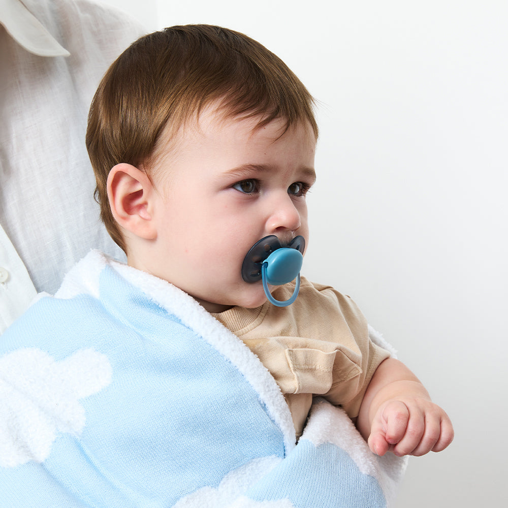 Pram Knitted Blanket - Cloud Whisper / Blue
