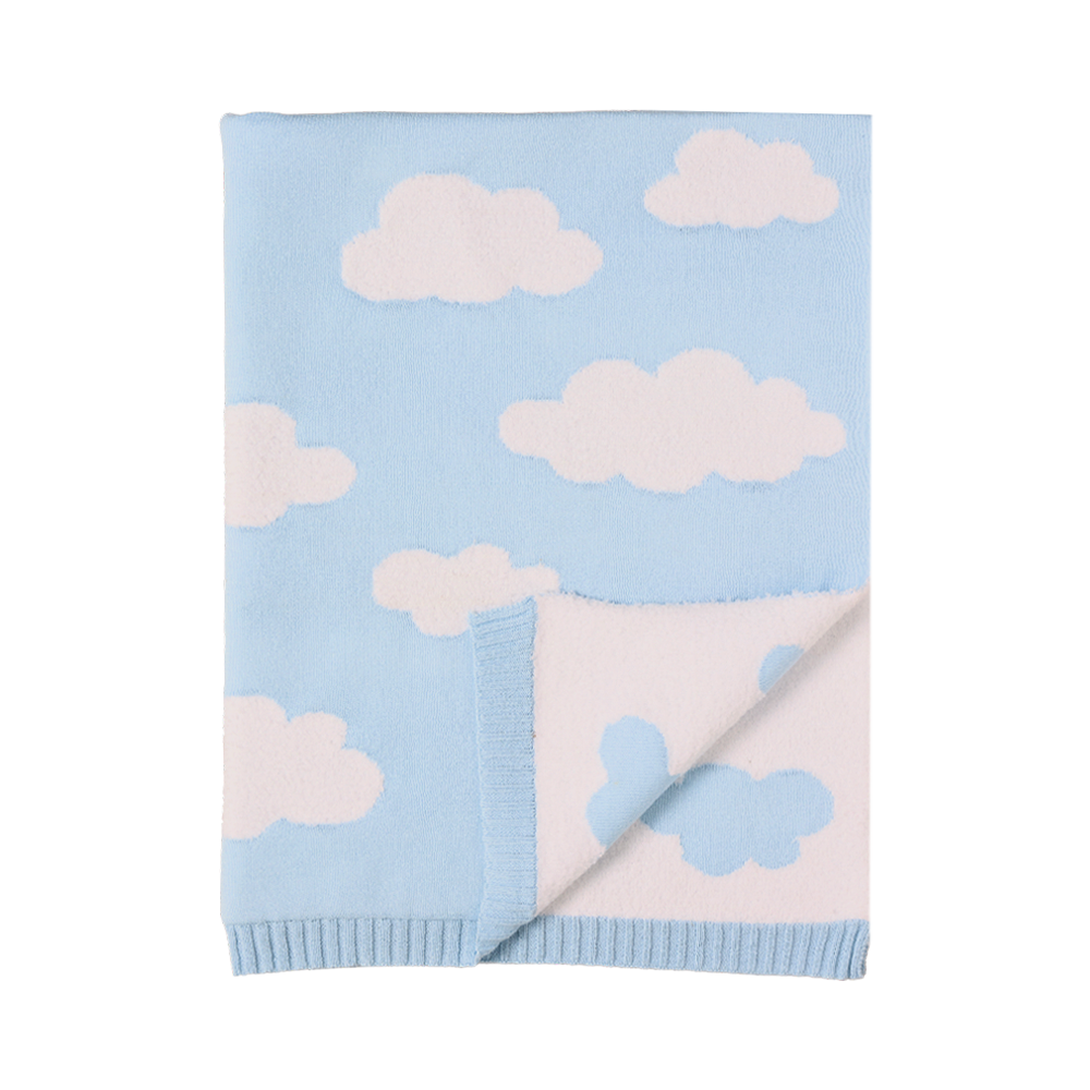 Pram Knitted Blanket - Cloud Whisper / Blue