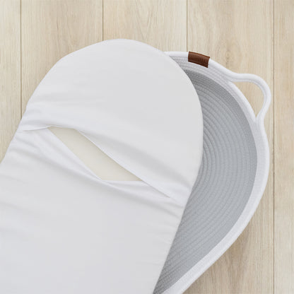 100% Cotton Rope Change Basket - White/Grey