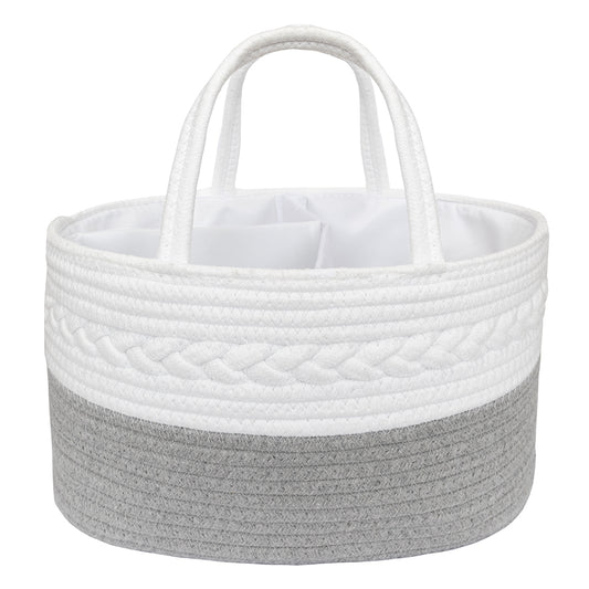 100% Cotton Rope Nappy Caddy - Grey/White