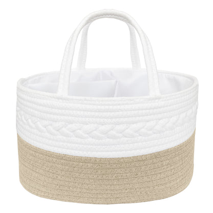 100% Cotton Rope Nappy Caddy - Natural/White