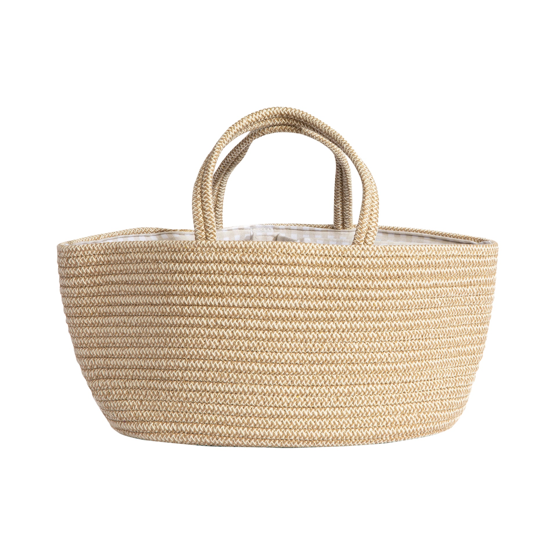 100% Cotton Rope Nappy Caddy with Liner - Tractor Ride/Gingham