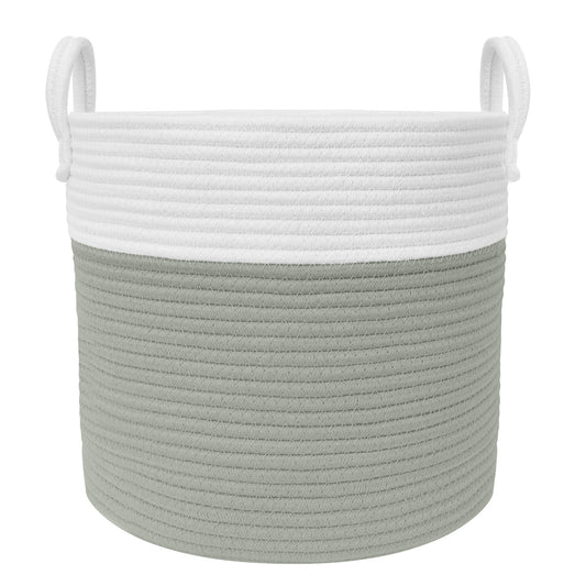 100% Cotton Rope Hamper Medium - Sage/White