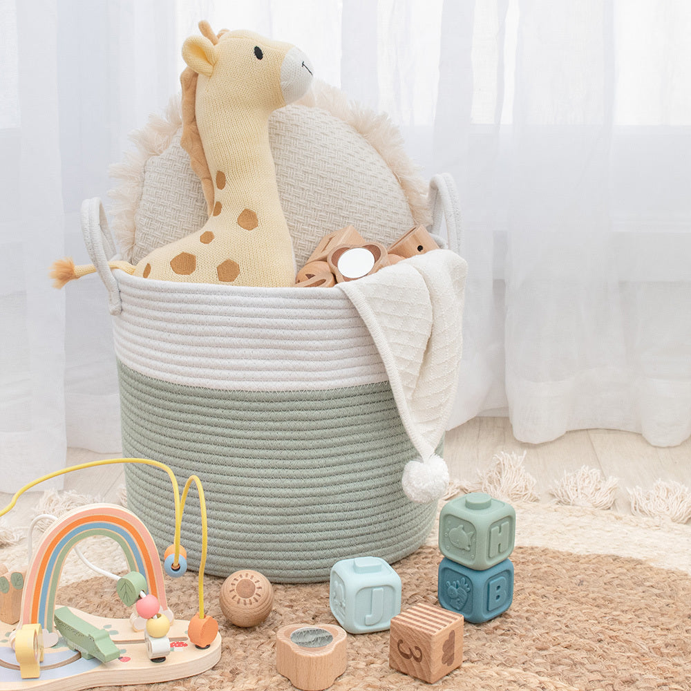 100% Cotton Rope Hamper Medium - Sage/White