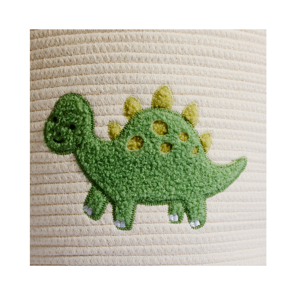 Cotton Rope Embroidered Hampers - Dinosaur