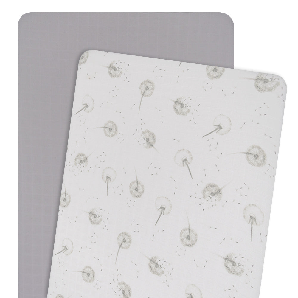 2pk Organic Muslin Bassinet Fitted Sheet - Dandelion