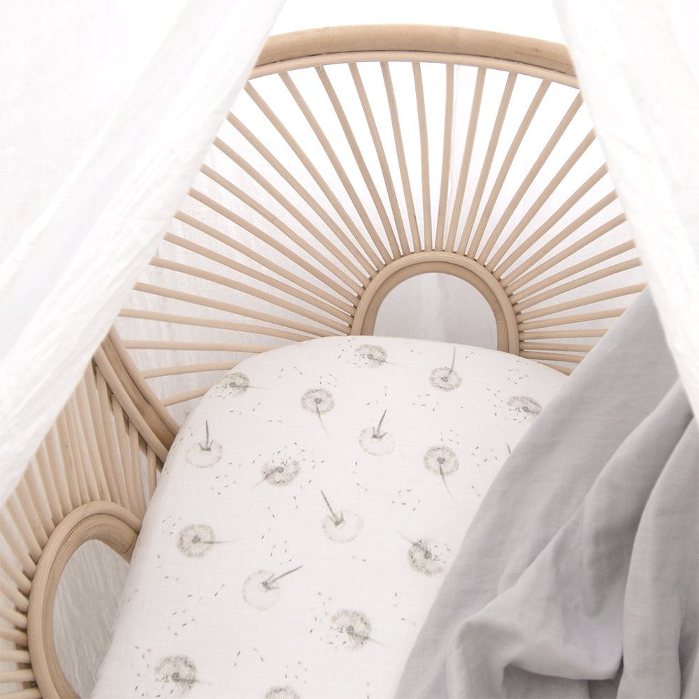 2pk Organic Muslin Bassinet Fitted Sheet - Dandelion