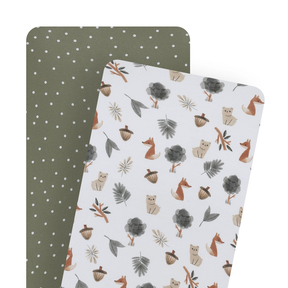 2 Pack Bassinet Fitted Sheets - Forest Retreat