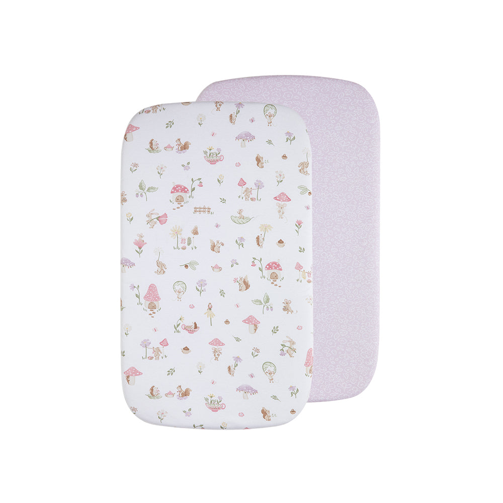 Organic Bassinet Fitted Sheet 2 Pack - Whimsical Wonderland