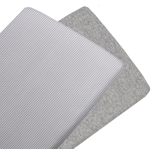 2-pack Jersey Bassinet Fitted Sheets - Grey Stripe/Melange