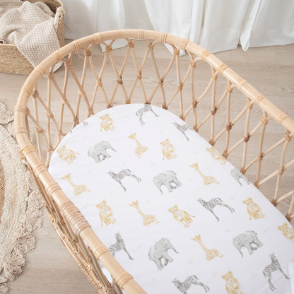 2-pack Jersey Bassinet Fitted Sheets - Savanna Babies/Pitter Patter
