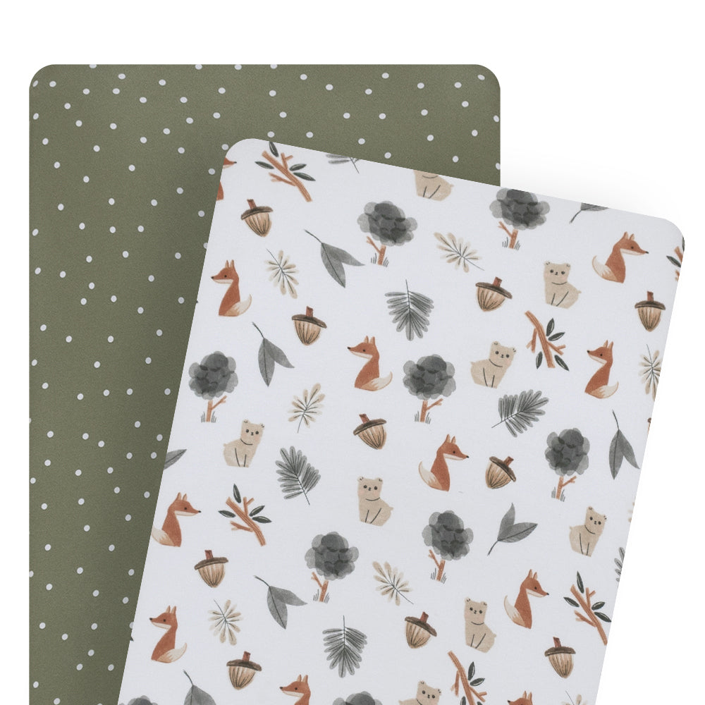 2 Pack Bedside Sleeper Fitted Sheets - Forest Retreat